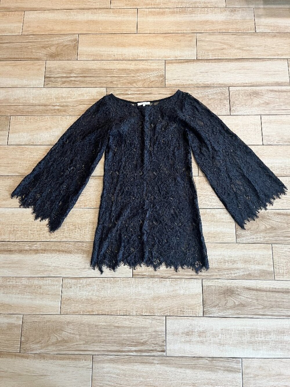 Womens Alexis Black Lace Mini Dress - M